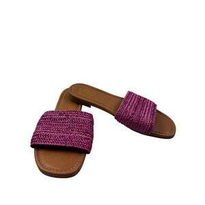 Crown Vintage Avera Pink Woven Slip On Sandals Vacation Chic Women's Size 8 W